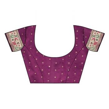 purple paithani woven saree with zari border blouse piece 4
