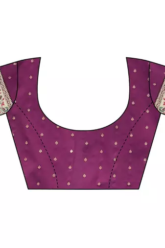 purple paithani woven saree with zari border blouse piece