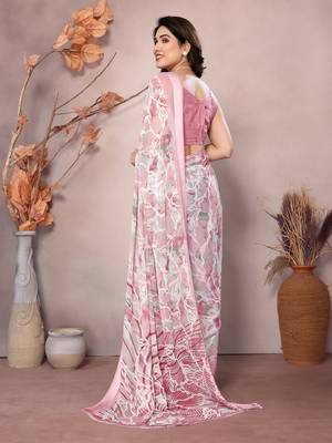 peach floral printed moss silk saree with satin border 3