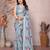 Satin Patta Saree With Beautiful Digital Print In Moss Silk With Blouse