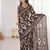 Brown blocked printed, floral print, geometric print soft pure cotton saree with blouse.