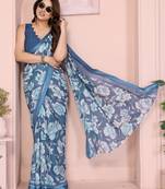 Women Floral Printed Satin Ethnic Saree