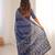 Navy blue blocked printed, floral print soft pure cotton saree with blouse.
