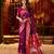 Burgundy cotton silk zari woven saree with contrast blouse piece
