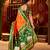 Orange cotton silk zari woven saree with contrast blouse piece