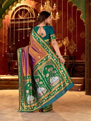 light copper paithani cotton silk zari woven saree 2