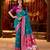 Teal cotton silk zari woven saree with contrast blouse piece