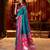 Teal cotton silk zari woven saree with contrast blouse piece