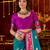Teal cotton silk zari woven saree with contrast blouse piece