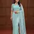 Sky Blue Color Bidds,sequence,pearls  Embroidery Work Net Saree