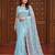 Sky Blue Color Bidds,sequence,pearls  Embroidery Work Net Saree