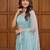 Sky Blue Color Bidds,sequence,pearls  Embroidery Work Net Saree