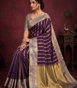Women's stunning wine soft silk Faux banarasi full zari work saree with blouse piece