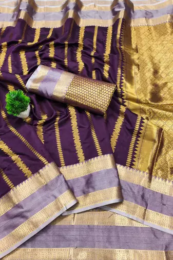 wine soft silk banarasi saree with intricate zari weaving