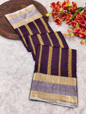 wine soft silk banarasi saree with intricate zari weaving 3