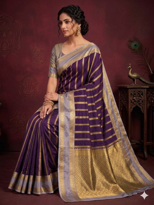 wine soft silk banarasi saree with intricate zari weaving 4