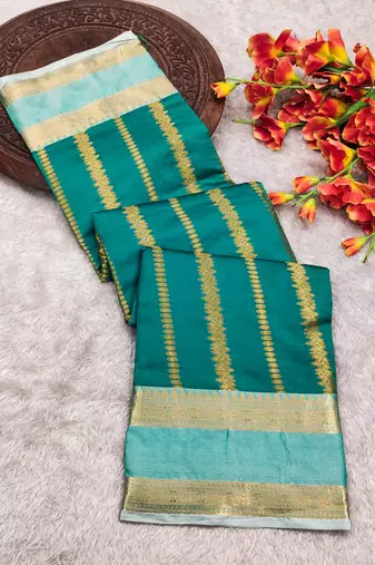 turquoise soft silk banarasi full zari work saree