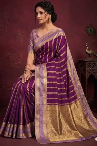 Women's stunning pink soft silk Faux banarasi full zari work saree with blouse piece