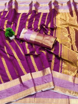 pink soft silk banarasi full zari work saree with blouse 2