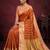 Women's stunning orange soft silk Faux banarasi full zari work saree with blouse piece