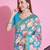 Sky Blue Color  Digital Print and zari dori Embroidered Work Silk Saree.