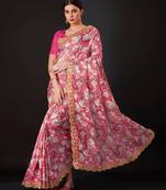 Pink Color  Digital Print and zari dori Embroidered Work Silk Saree.