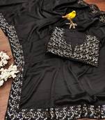 Black Color Sequence Embroidery work Rangoli silk Saree.