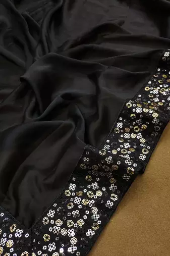 black rangoli silk saree with sequin embroidery work