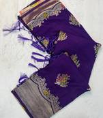 Purple Jaqurad Weveing Work Georgette Saree