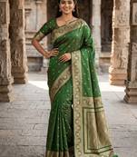 Green Color Zari Woven Work Silk Saree
