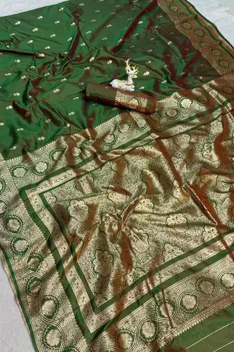 Green Color Zari Woven Work art silk saree