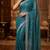 Blue Color  Beads Work with Cut work border Net Saree