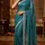 Blue Color  Beads Work with Cut work border Net Saree
