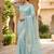Sky Blue Color  Beads Work with Cut work border Net Saree