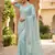 Sky Blue Color  Beads Work with Cut work border Net Saree
