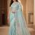 Sky Blue Color  Beads Work with Cut work border Net Saree