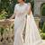 White Color  Beads Work with Cut work border Net Saree