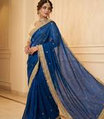 BlueColor Sequence  butti  Work Satin Saree