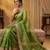Parrot Green Color Sequence  butti  Work Satin Saree