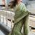 Green soft banarasi antique silk weaving saree with matching blouse piece