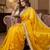 Yellow Color Sequence  butti  Work Satin Saree