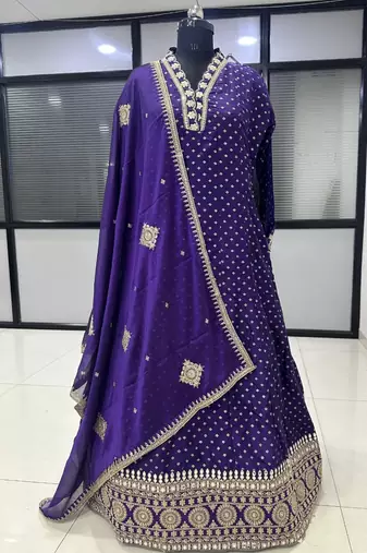 Navy blue heavy jacquard wedding gowns full stitched upto 42