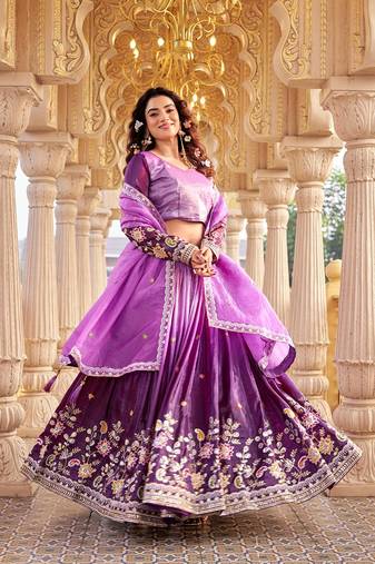 Womens New Trendy Heavy embroidery sequence  thread work Lehenga Set