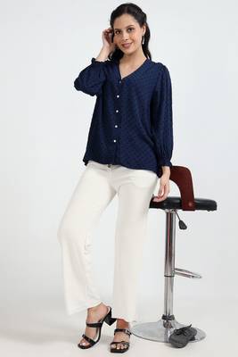 white regular fit mid-rise flat front trouser for women 3