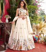 Womens New Wedding Wear Embroidery cording sequence with thread work Lehenga Set