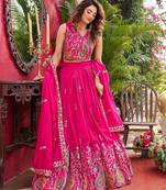 Womens New Wedding Wear Embroidery cording sequence with thread work Lehenga Set