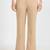 Women solid beige regular fit mid-rise flat front trousers