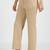 Women solid beige regular fit mid-rise flat front trousers