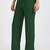 Women solid green regular fit mid-rise flat front trousers