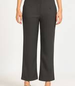 Women solid lavender regular fit mid-rise flat front trousers